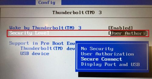 Thunderbolt 3 Security Levels